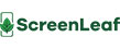 ScreenLeaf Logo mit grünem Blattsymbol im Smartphone-Umriss auf weißem Hintergrund.