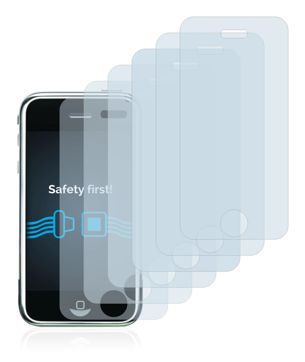 Imagen del dispositivo Apple iPhone 2G con una amplia variedad de protectores de pantalla.