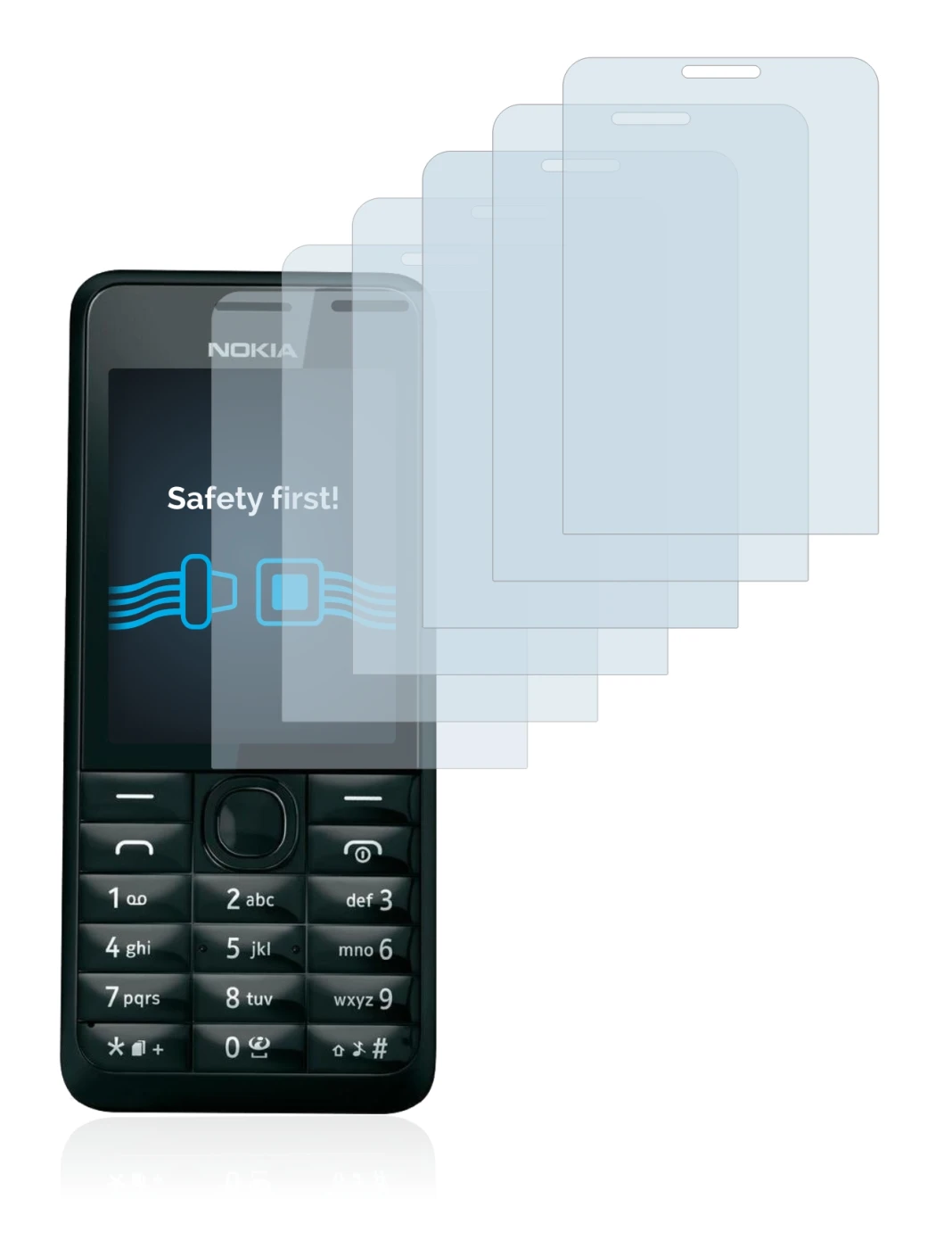 Imagen del dispositivo Nokia 301 con una amplia variedad de protectores de pantalla.