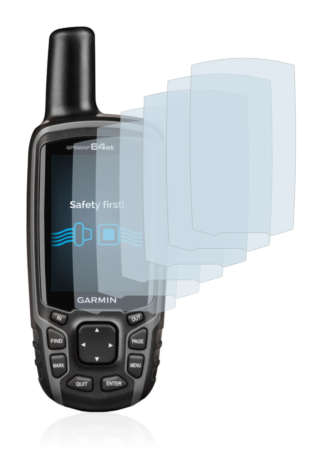 Imagen del dispositivo Garmin GPSMAP 64st con una amplia variedad de protectores de pantalla.