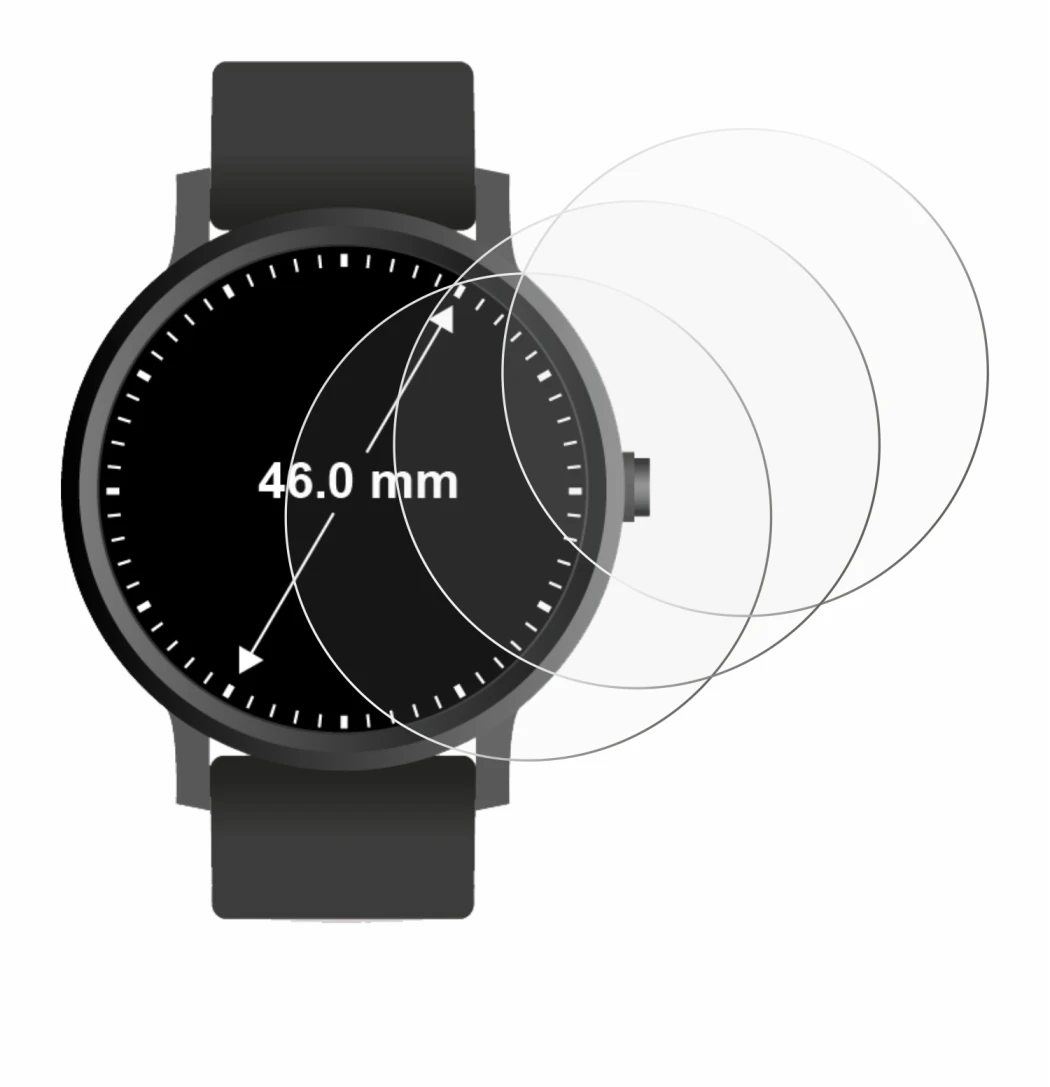 Imagen del dispositivo Relojes (Circular, ø: 46 mm) con una amplia variedad de protectores de pantalla.