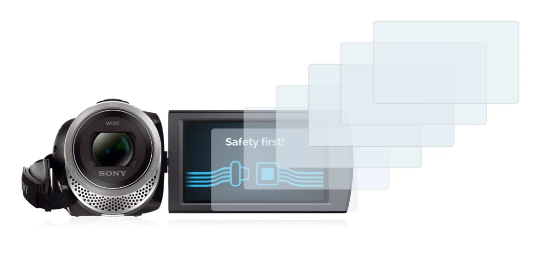 Imagen del dispositivo Sony FDR-AX53 con una amplia variedad de protectores de pantalla.