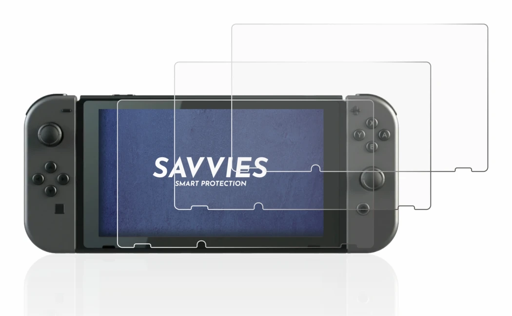 Imagen del dispositivo Nintendo Switch con una amplia variedad de protectores de pantalla.