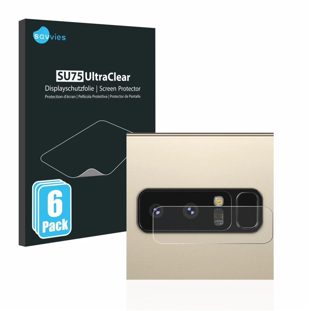 Parte frontal de un envase de producto con el logotipo de la marca Savvies. Al lado se muestra el dispositivo Samsung Galaxy N