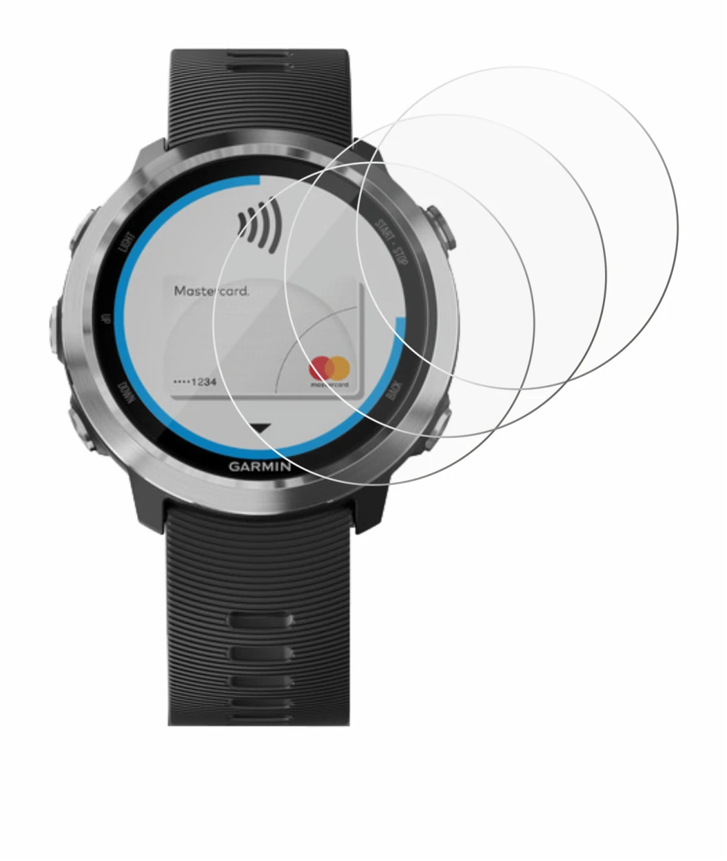 Imagen del dispositivo Garmin Forerunner 645 con una amplia variedad de protectores de pantalla.
