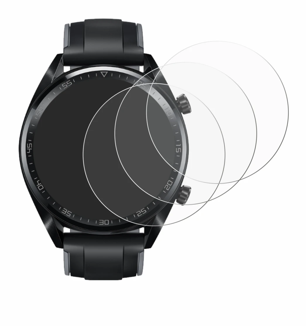 Imagen del dispositivo Huawei Watch GT (46 mm) 2018 con una amplia variedad de protectores de pantalla.