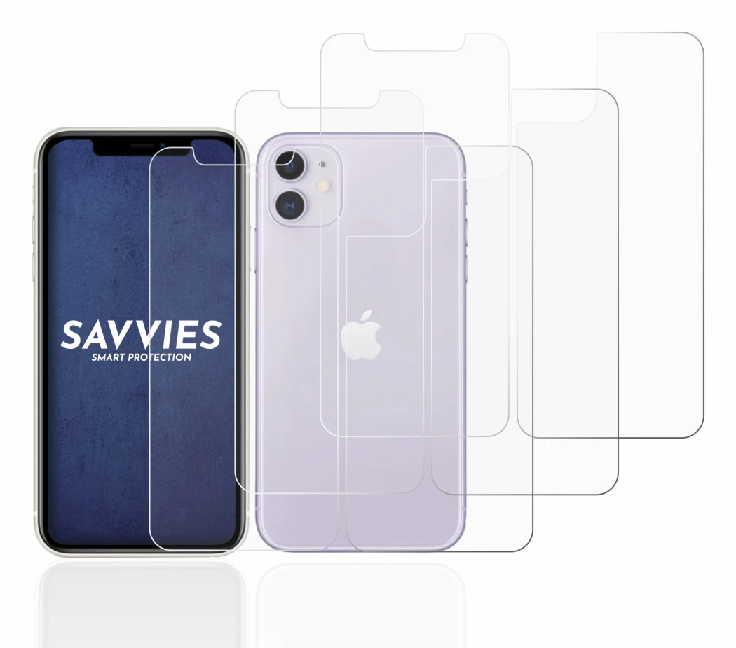 Imagen del dispositivo Apple iPhone 11 (Frontal+Trasero) con una amplia variedad de protectores de pantalla.