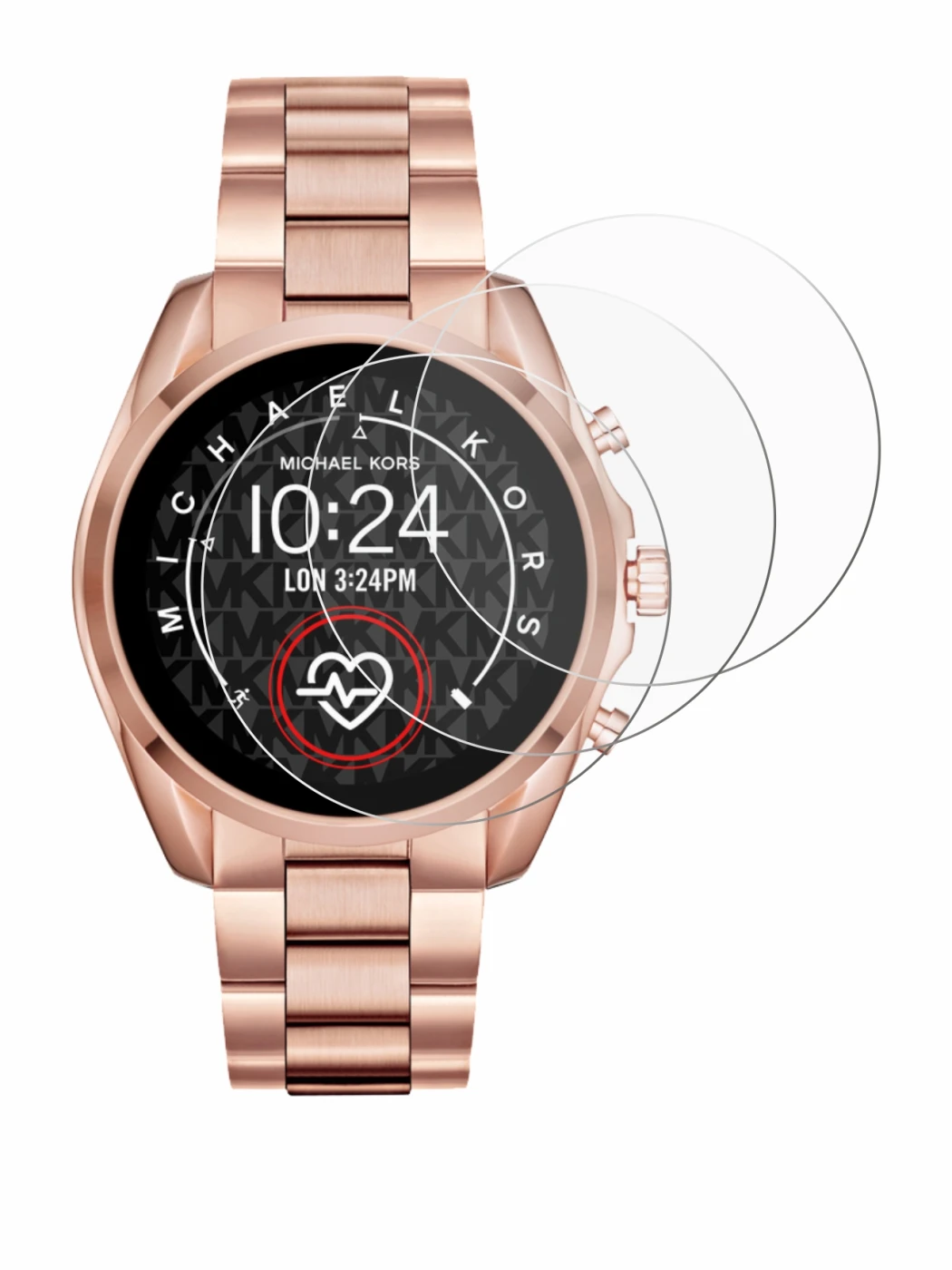 Imagen del dispositivo Michael Kors Access Bradshaw 2 con una amplia variedad de protectores de pantalla.