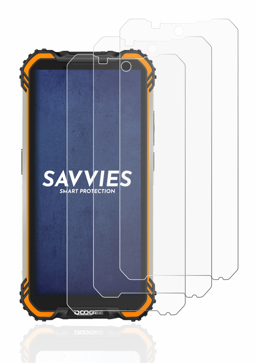 Imagen del dispositivo Doogee S58 Pro con una amplia variedad de protectores de pantalla.