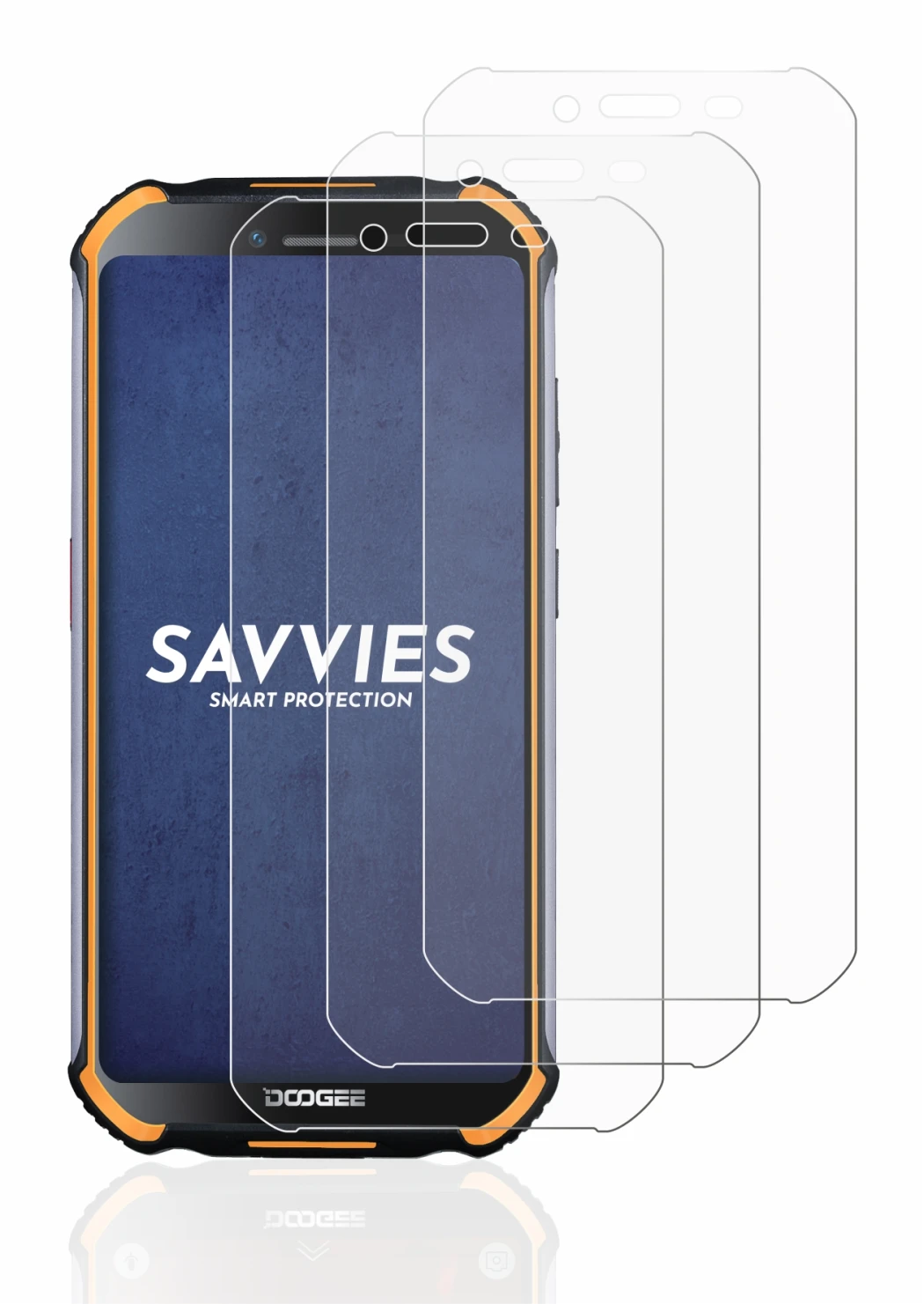 Imagen del dispositivo Doogee S40 Pro con una amplia variedad de protectores de pantalla.