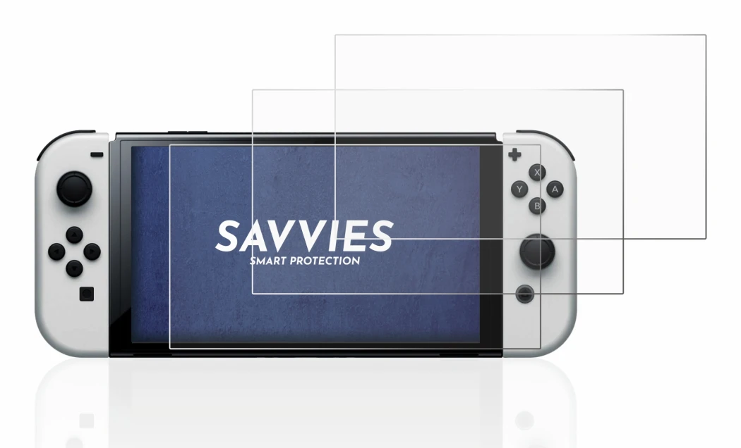Imagen del dispositivo Nintendo Switch OLED-Modell con una amplia variedad de protectores de pantalla.