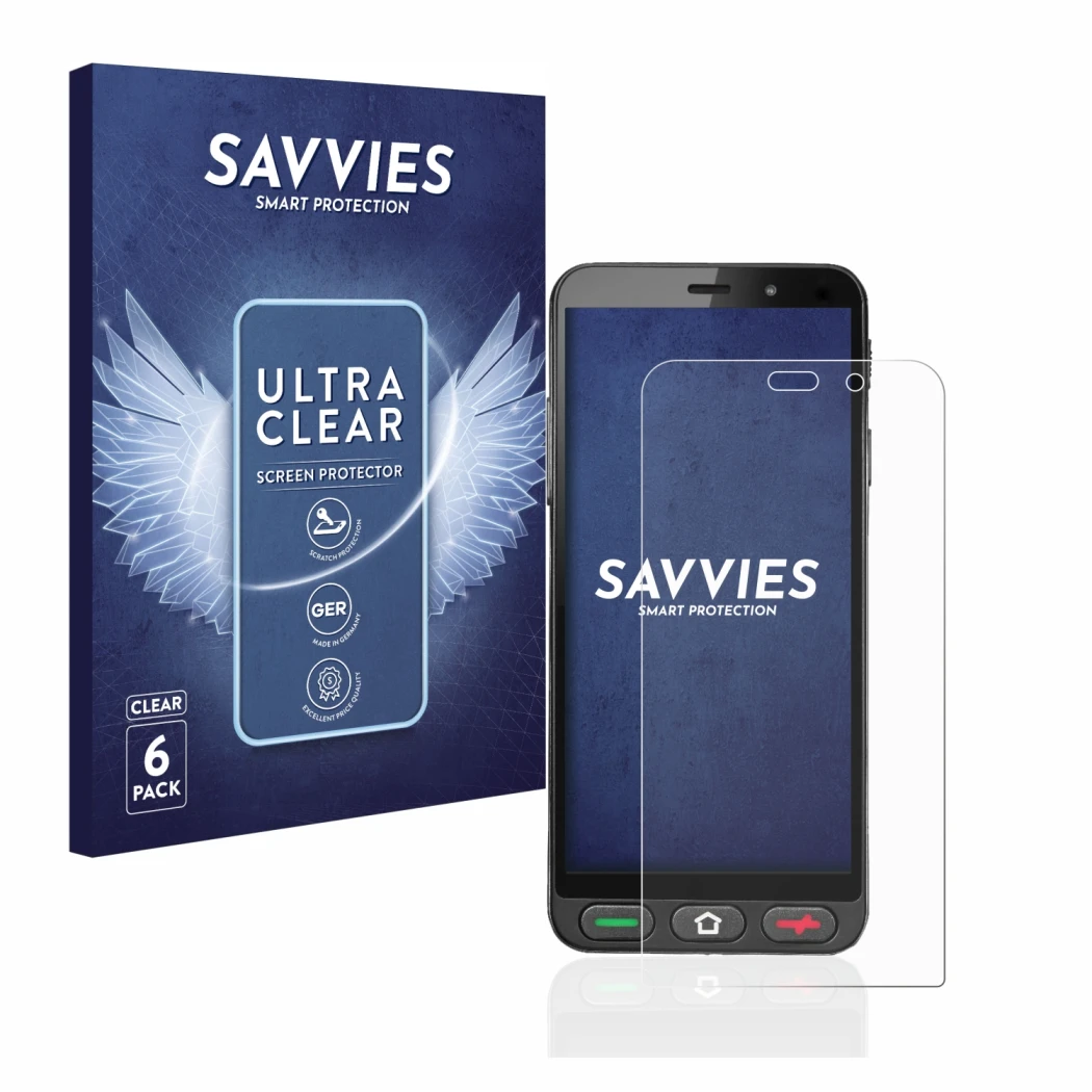 Parte frontal de un envase de producto con el logotipo de la marca Savvies. Al lado se muestra el dispositivo Brondi Amico S N