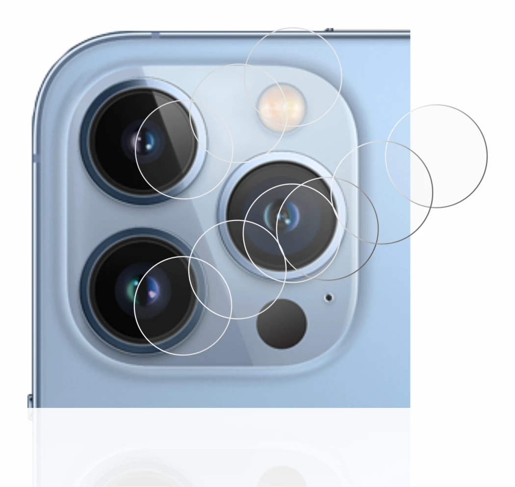 Imagen del dispositivo Apple iPhone 13 Pro (SÓLO Cámara) con una amplia variedad de protectores de pantalla.