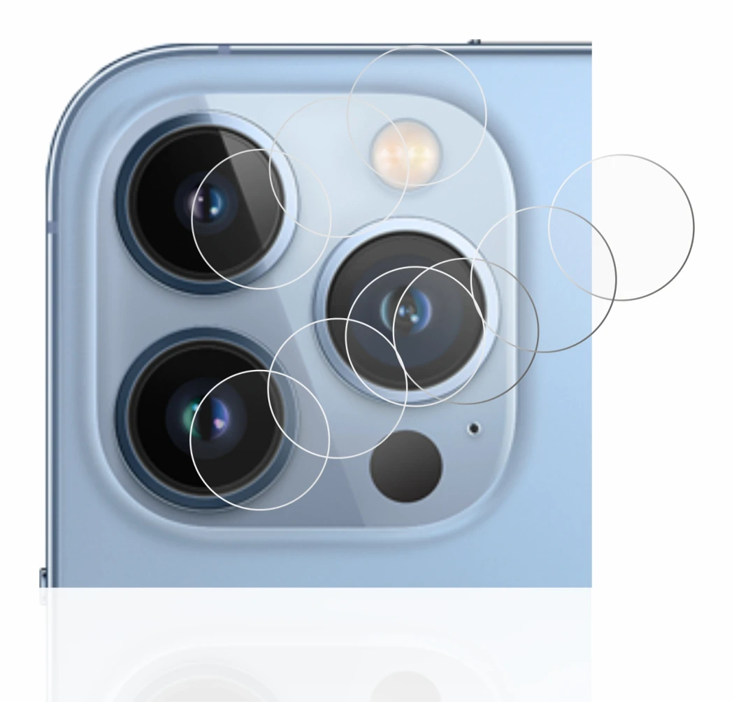Imagen del dispositivo Apple iPhone 13 Pro Max (SÓLO Cámara) con una amplia variedad de protectores de pantalla.