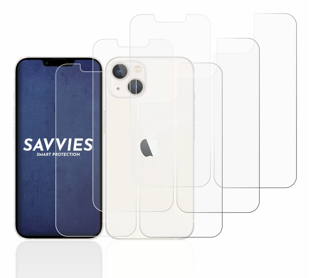 Imagen del dispositivo Apple iPhone 13 (Frontal+Trasero) con una amplia variedad de protectores de pantalla.