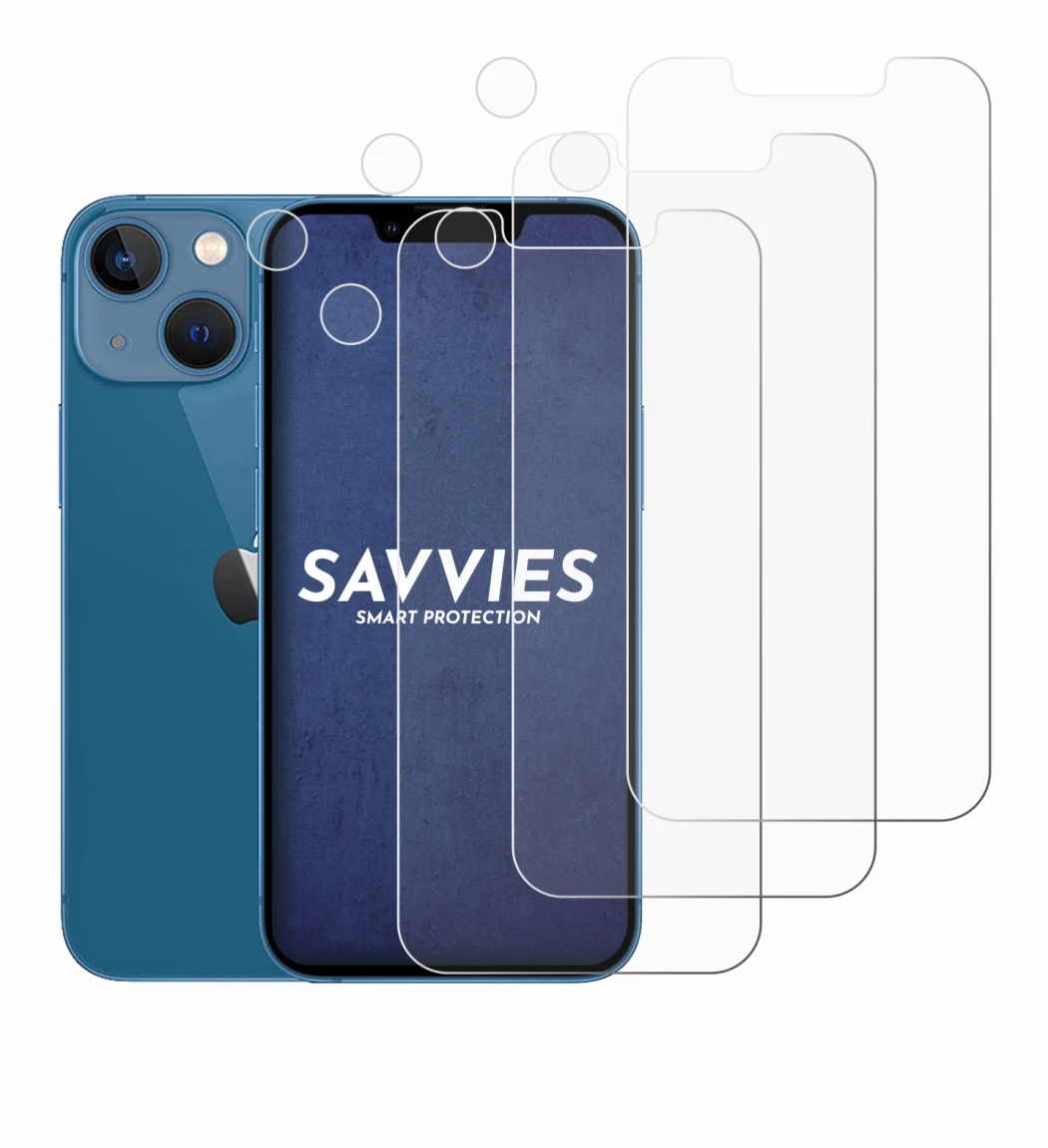 Imagen del dispositivo Apple iPhone 13 mini (Frontal+Cámara) con una amplia variedad de protectores de pantalla.