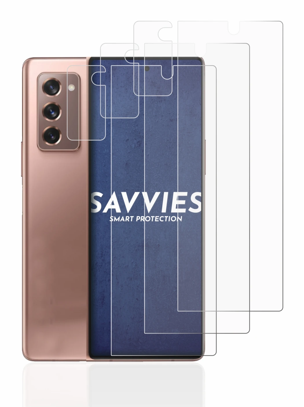 Imagen del dispositivo Samsung Galaxy Z Fold 2 5G (Frontal+Cámara) con una amplia variedad de protectores de pantalla.