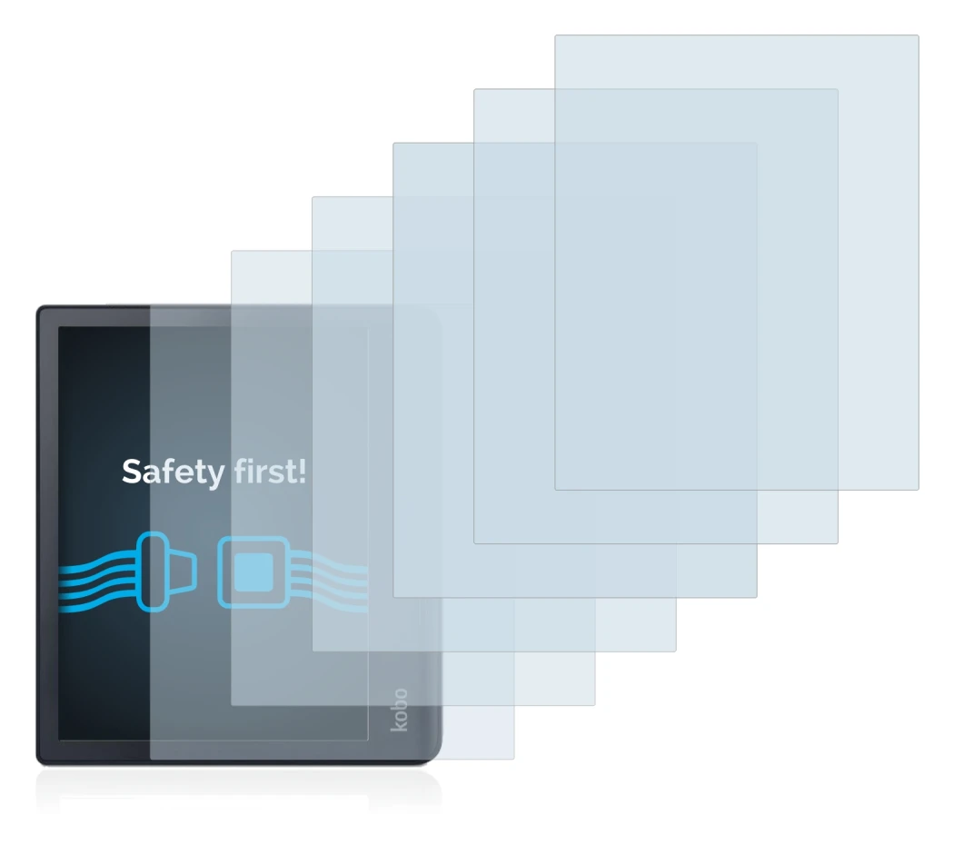 Imagen del dispositivo Kobo Sage con una amplia variedad de protectores de pantalla.