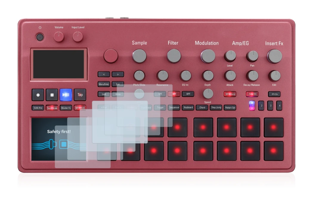 Imagen del dispositivo KORG electribe Sampler con una amplia variedad de protectores de pantalla.