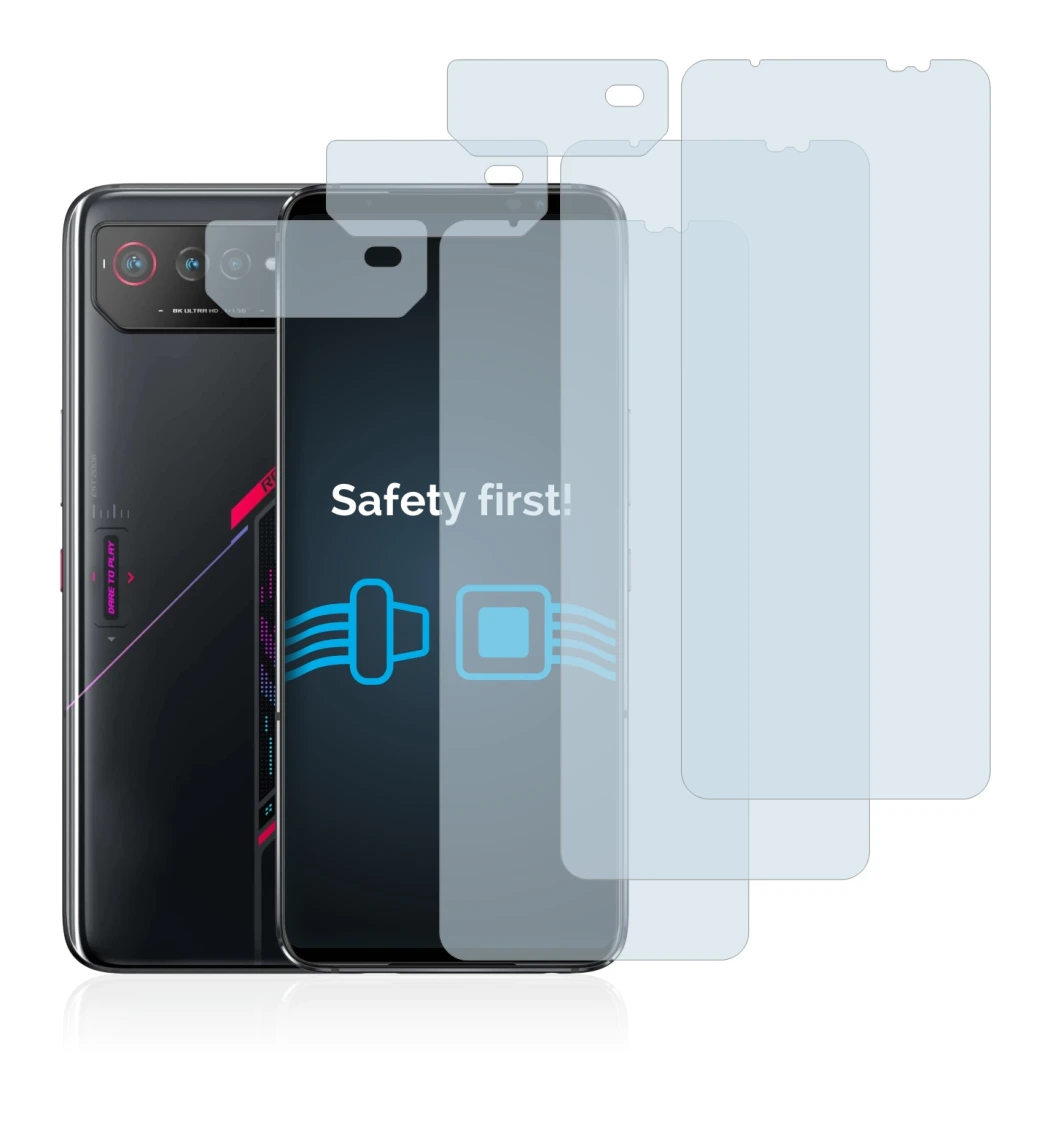 Imagen del dispositivo ASUS ROG Phone 6 (Frontal+Cámara) con una amplia variedad de protectores de pantalla.