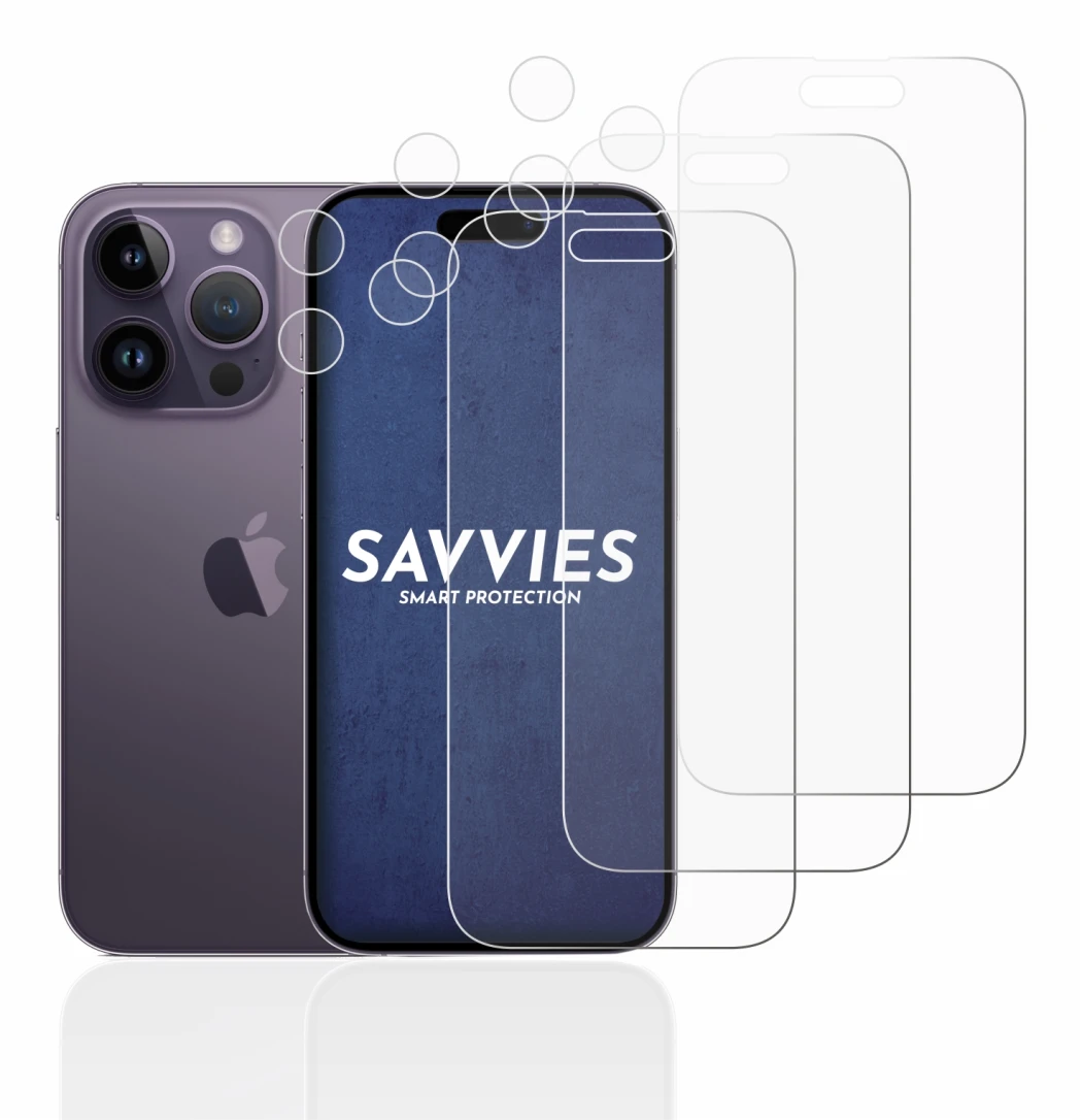 Imagen del dispositivo Apple iPhone 14 Pro (Frontal+Cámara) con una amplia variedad de protectores de pantalla.