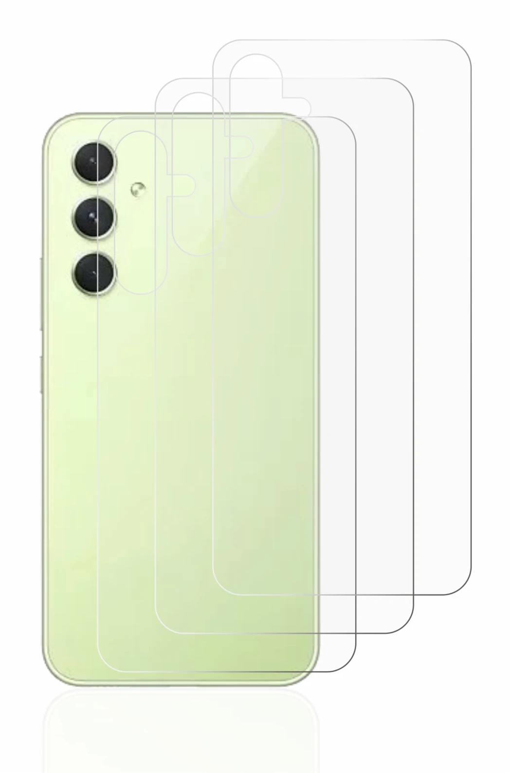 Imagen del dispositivo Samsung Galaxy A54 5G (Trasero) con una amplia variedad de protectores de pantalla.
