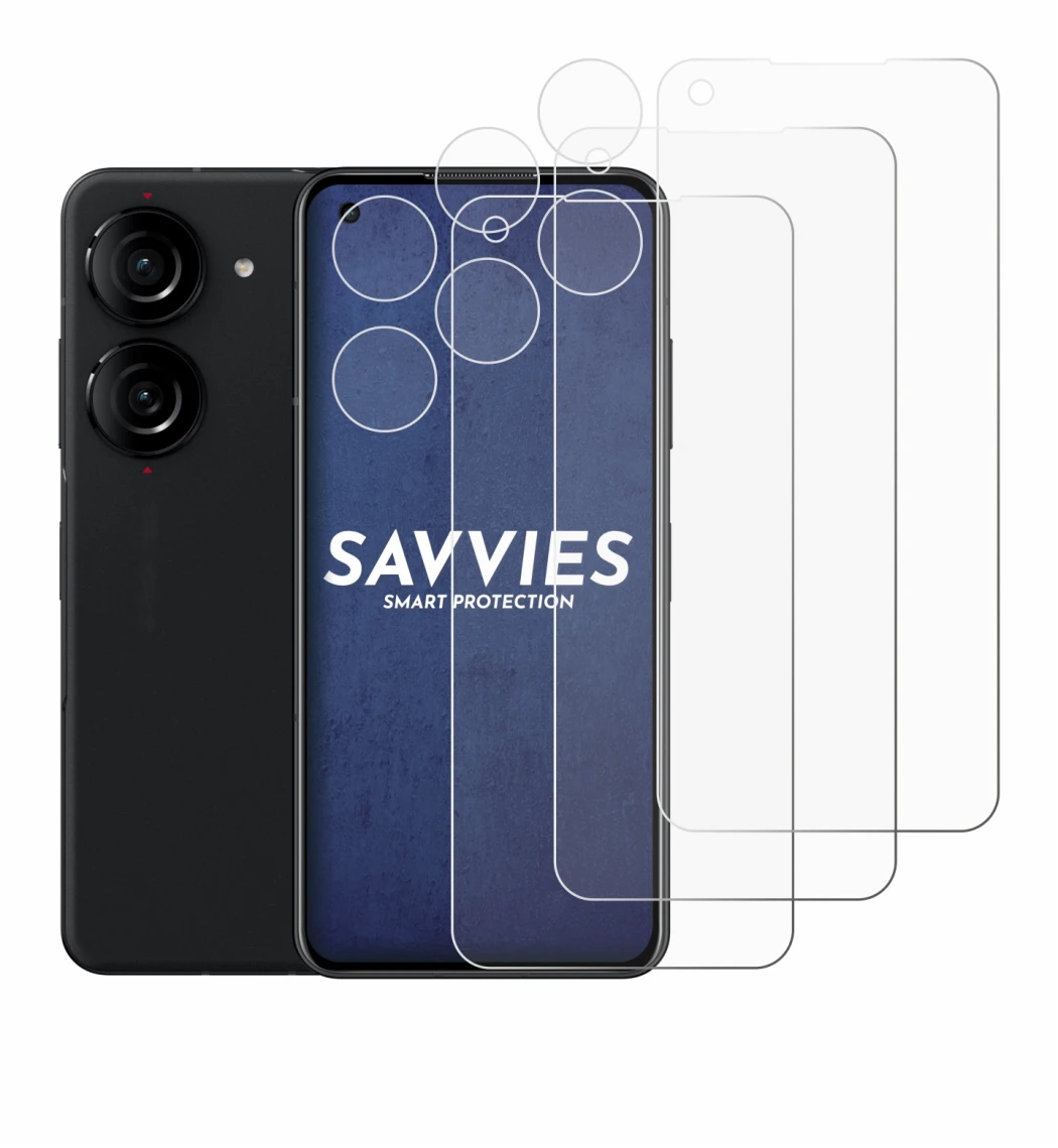 Imagen del dispositivo ASUS ZenFone 10 (Frontal+Cámara) con una amplia variedad de protectores de pantalla.