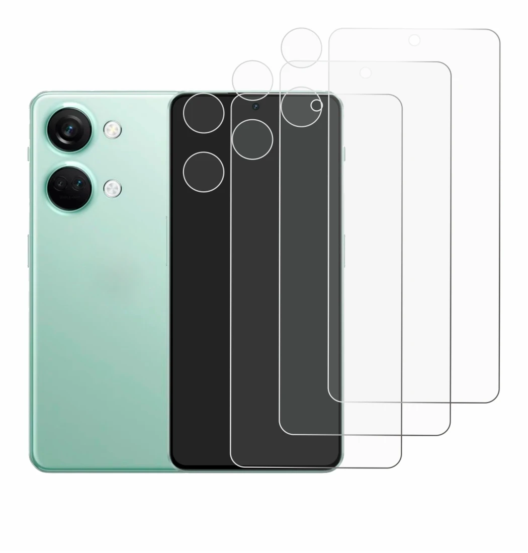 Imagen del dispositivo OnePlus Nord 3 5G (Frontal+Cámara) con una amplia variedad de protectores de pantalla.