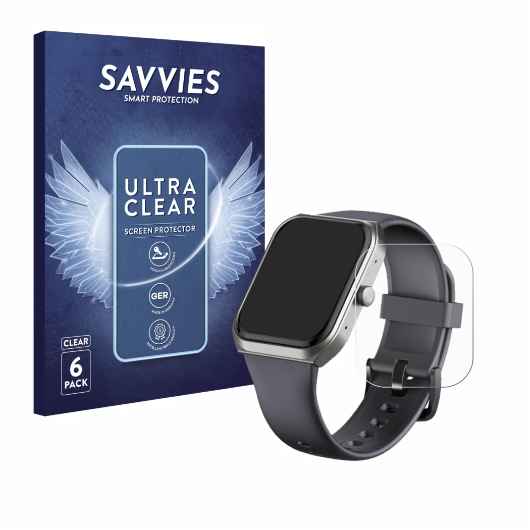 Parte frontal de un envase de producto con el logotipo de la marca Savvies. Al lado se muestra el dispositivo TUYOMA LW76 1.91