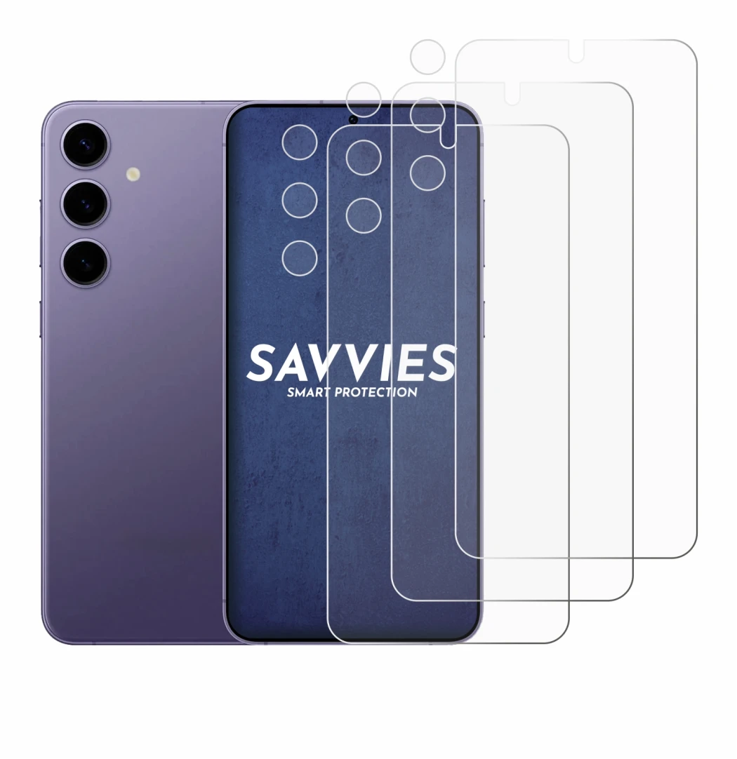 Imagen del dispositivo Samsung Galaxy S24 (Frontal+Cámara) con una amplia variedad de protectores de pantalla.