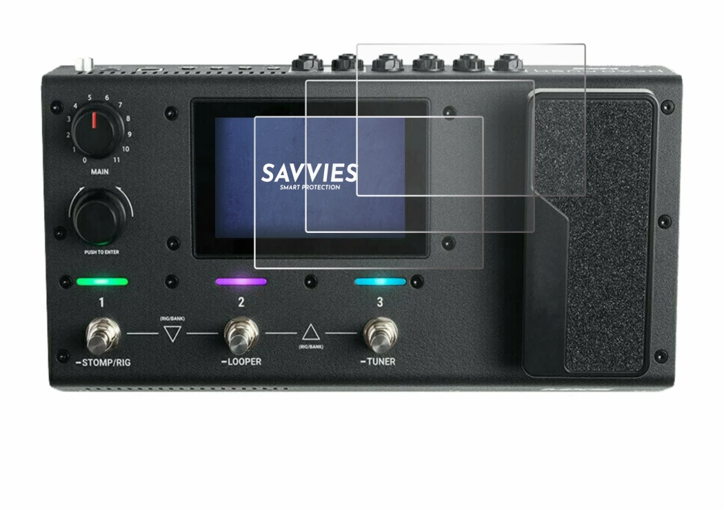 Imagen del dispositivo Headrush MX5 con una amplia variedad de protectores de pantalla.