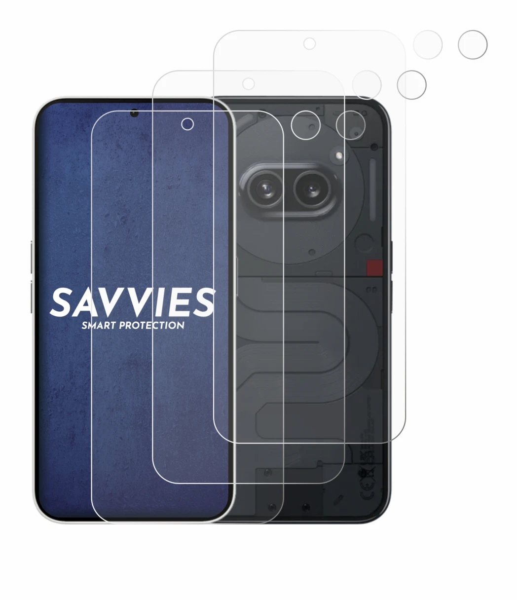 Imagen del dispositivo Nothing Phone (2a) (Frontal+Cámara) con una amplia variedad de protectores de pantalla.