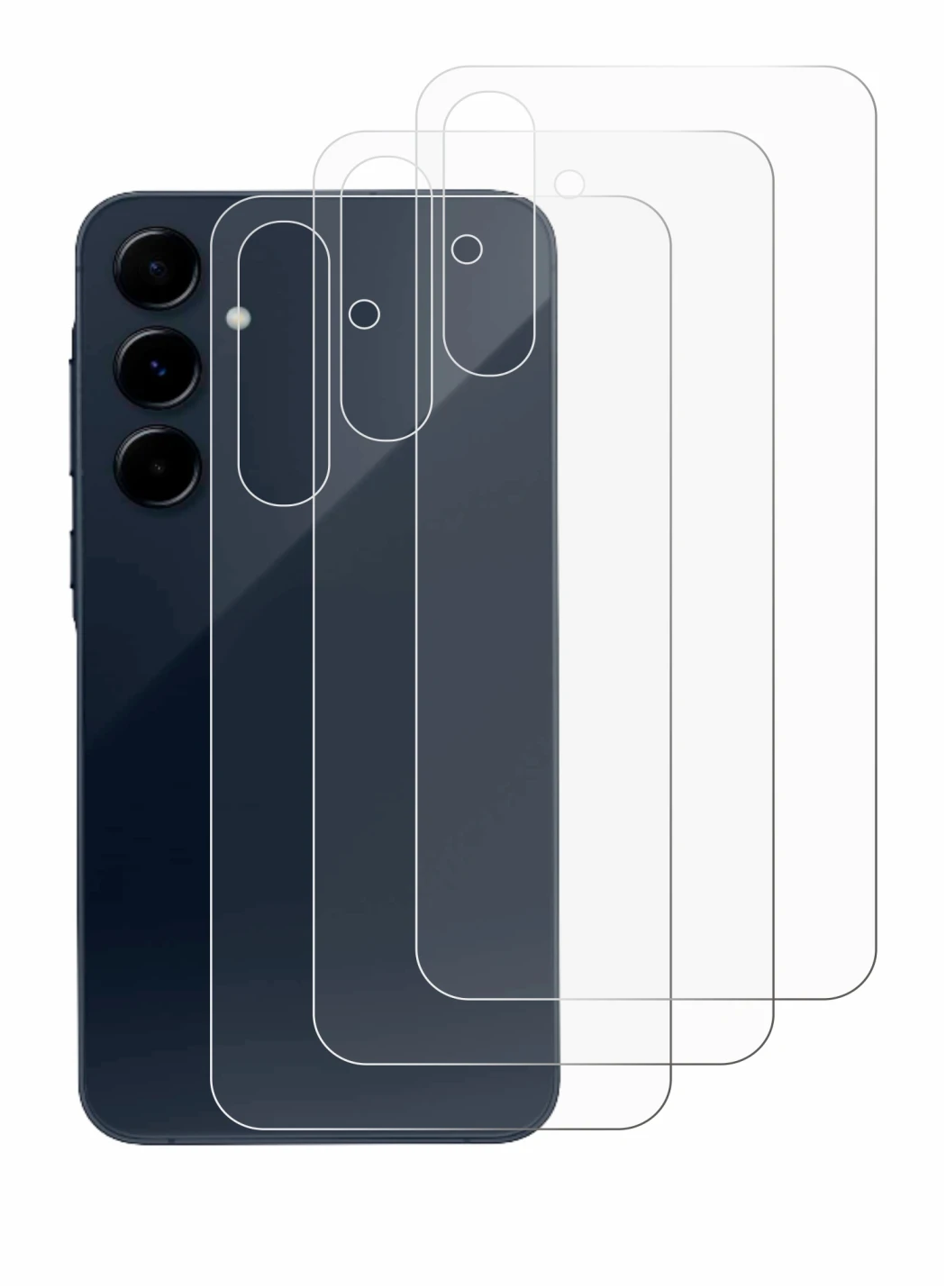 Imagen del dispositivo Samsung Galaxy A35 5G (Trasero) con una amplia variedad de protectores de pantalla.