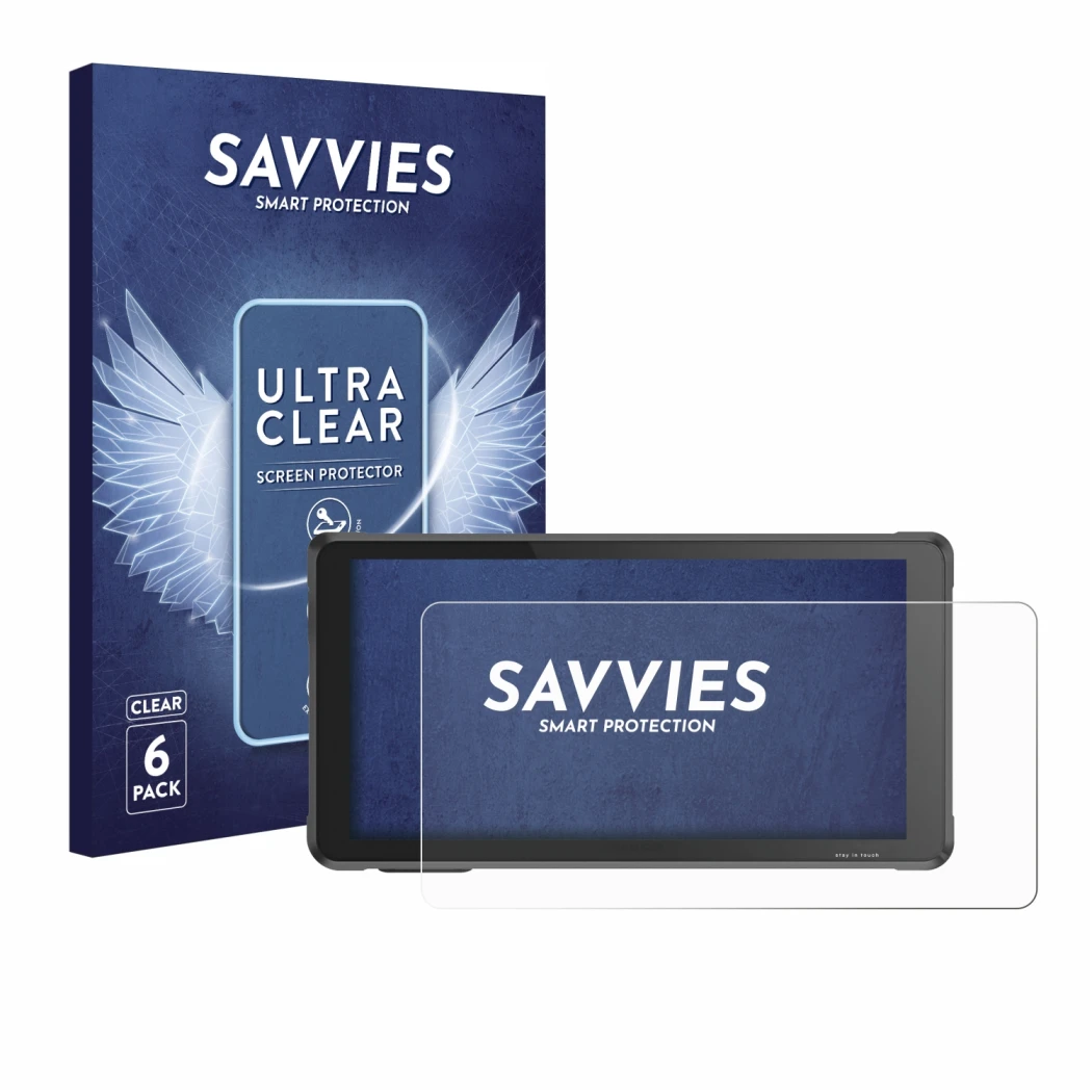 Parte frontal de un envase de producto con el logotipo de la marca Savvies. Al lado se muestra el dispositivo Interphone RideS