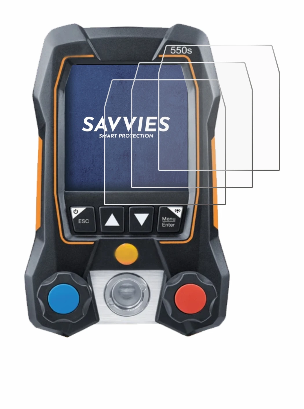 Imagen del dispositivo Testo 550s con una amplia variedad de protectores de pantalla.