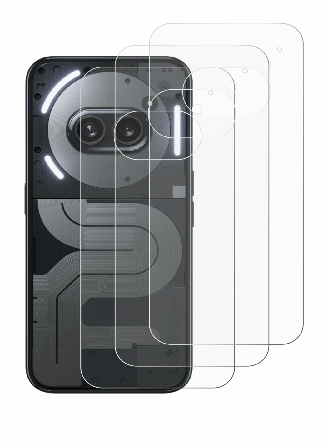 Imagen del dispositivo Nothing Phone (2a) Plus (Trasero) con una amplia variedad de protectores de pantalla.
