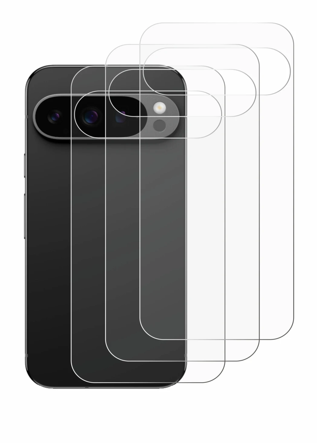 Imagen del dispositivo Google Pixel 9 Pro (Trasero) con una amplia variedad de protectores de pantalla.
