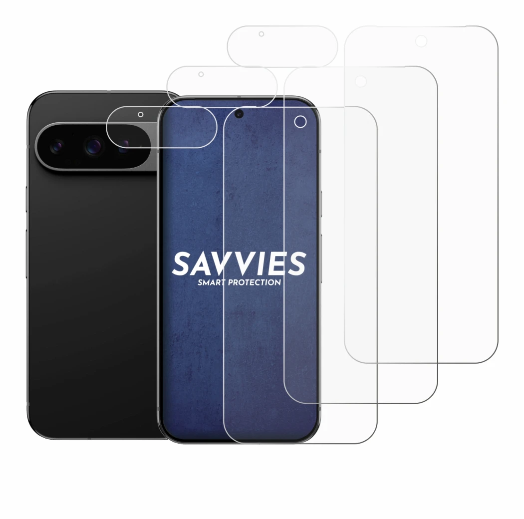 Imagen del dispositivo Google Pixel 9 Pro (Frontal+Cámara) con una amplia variedad de protectores de pantalla.
