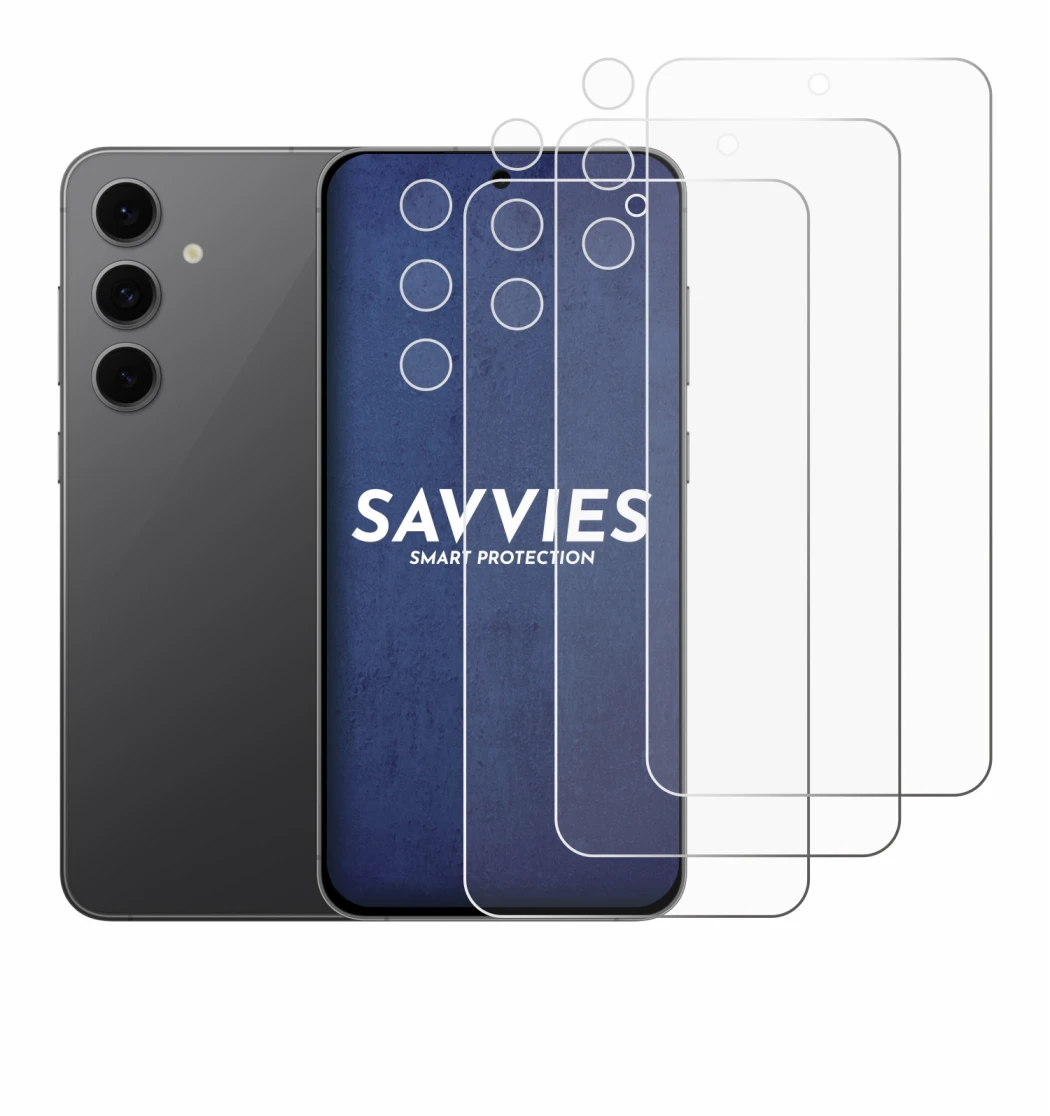 Imagen del dispositivo Samsung Galaxy S24 FE (Frontal+Cámara) con una amplia variedad de protectores de pantalla.