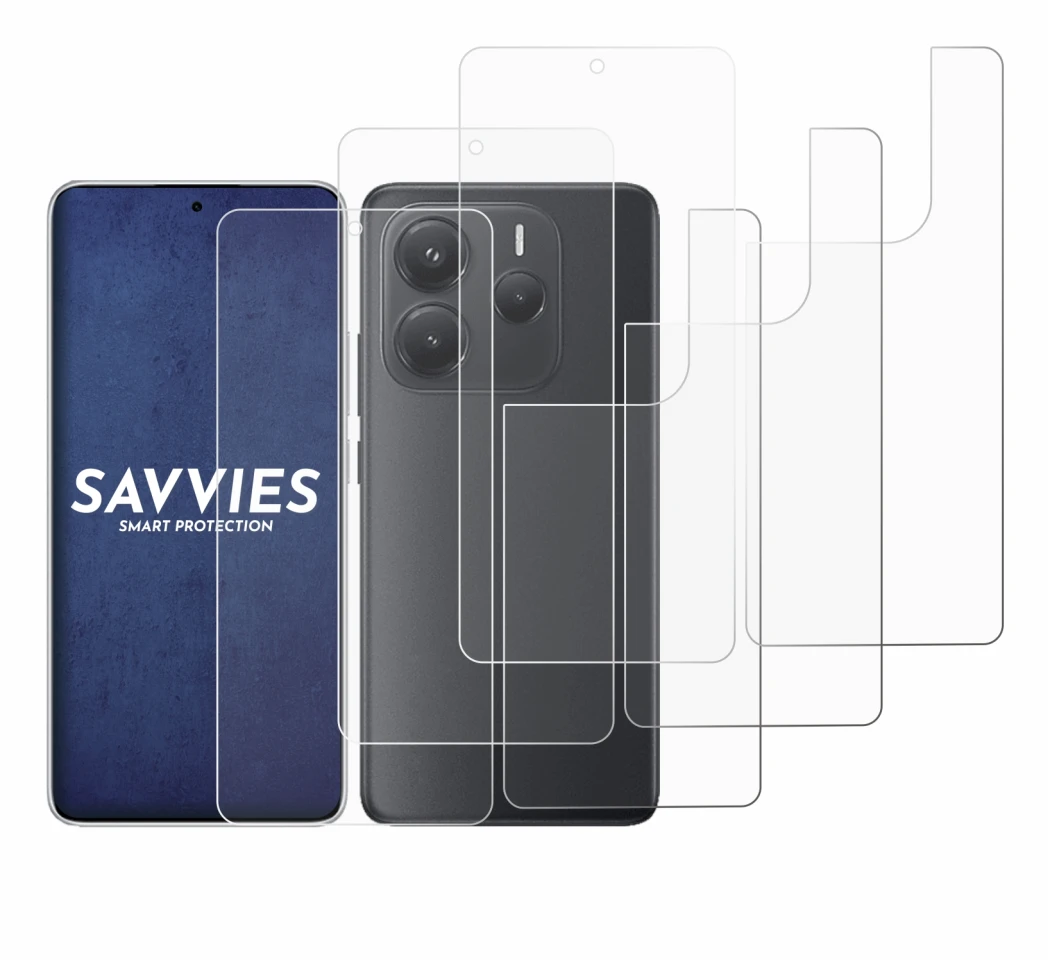 Imagen del dispositivo Xiaomi Redmi Note 14 (Frontal+Trasero) con una amplia variedad de protectores de pantalla.