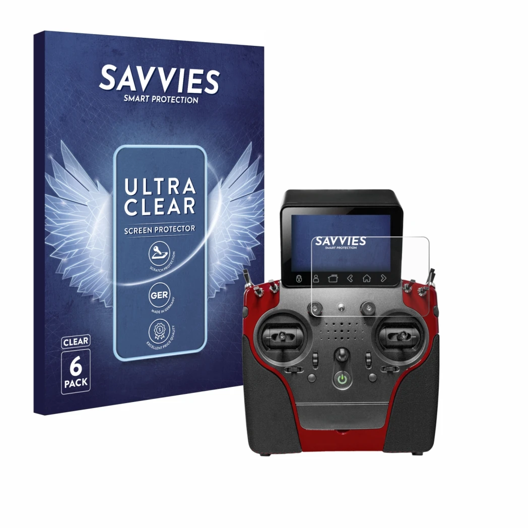 Parte frontal de un envase de producto con el logotipo de la marca Savvies. Al lado se muestra el dispositivo PowerBox Systems