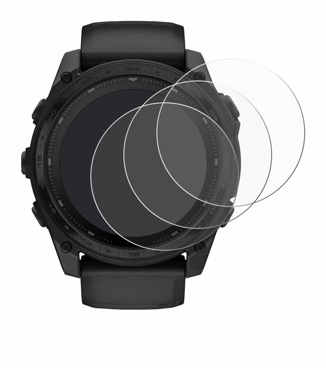 Imagen del dispositivo Garmin Tactix 8 Solar (51 mm) con una amplia variedad de protectores de pantalla.