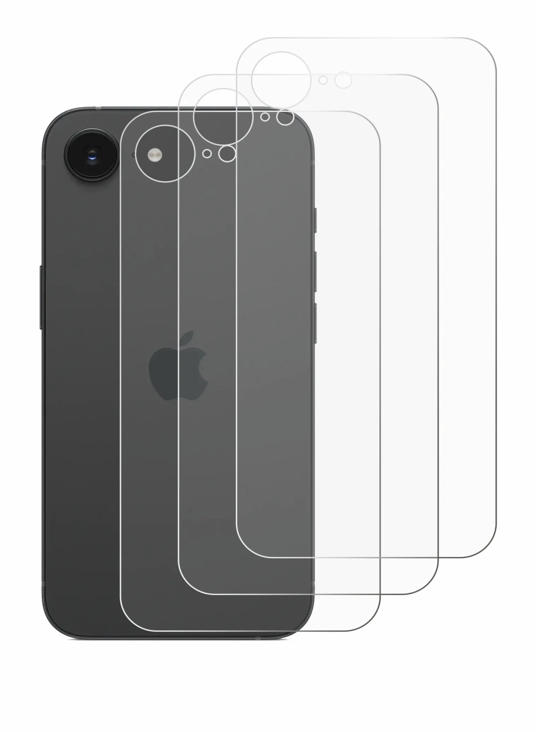 Imagen del dispositivo Apple iPhone 16e (Trasero) con una amplia variedad de protectores de pantalla.