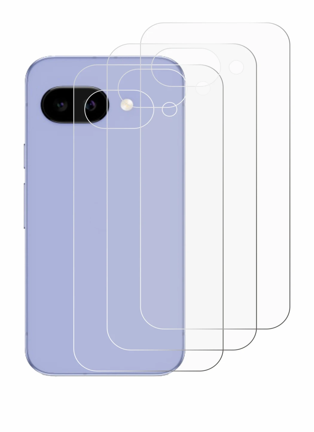 Imagen del dispositivo Google Pixel 9a (Trasero) con una amplia variedad de protectores de pantalla.