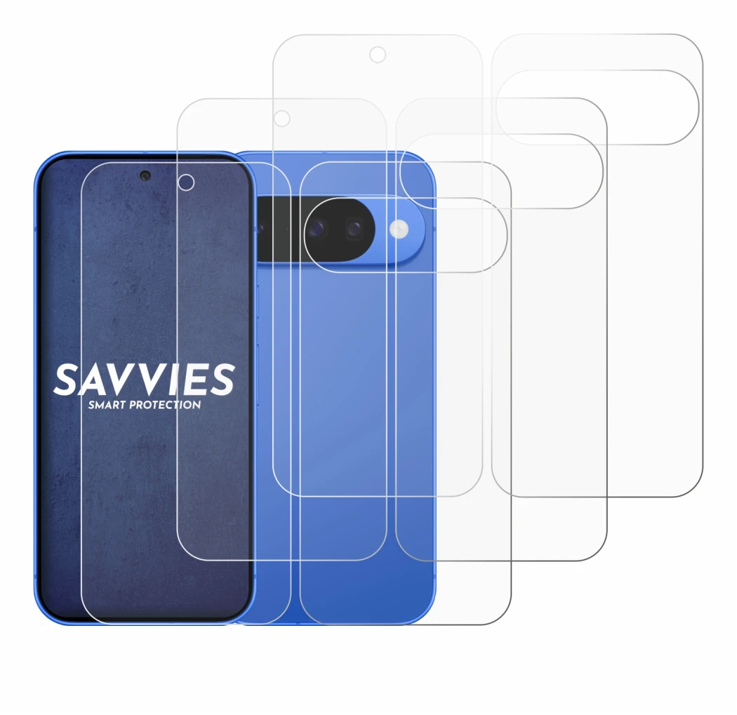 Imagen del dispositivo Google Pixel 10 (Frontal+Trasero) con una amplia variedad de protectores de pantalla.