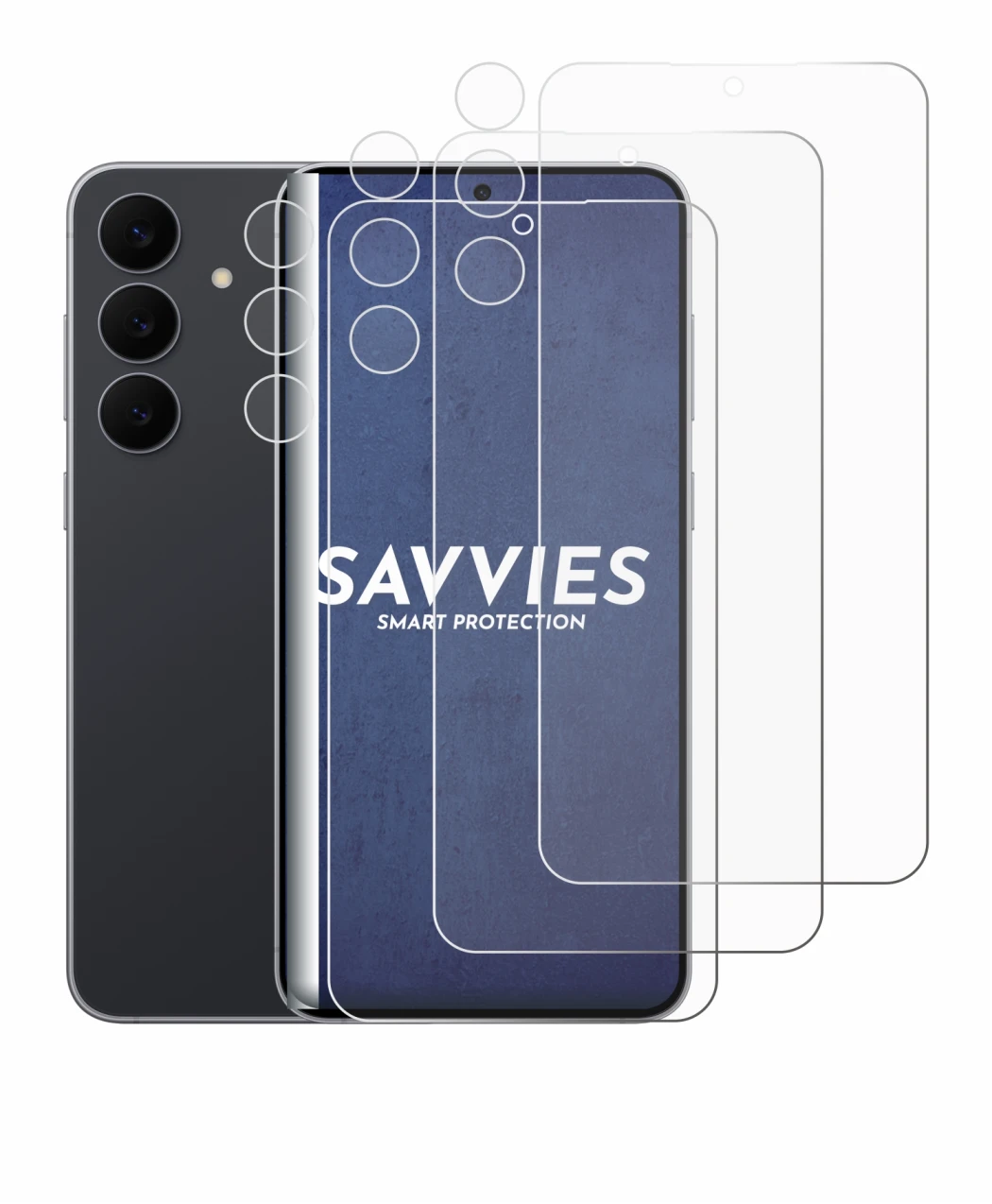 Imagen del dispositivo Samsung Galaxy S25 FE (Frontal+Cámara) con una amplia variedad de protectores de pantalla.