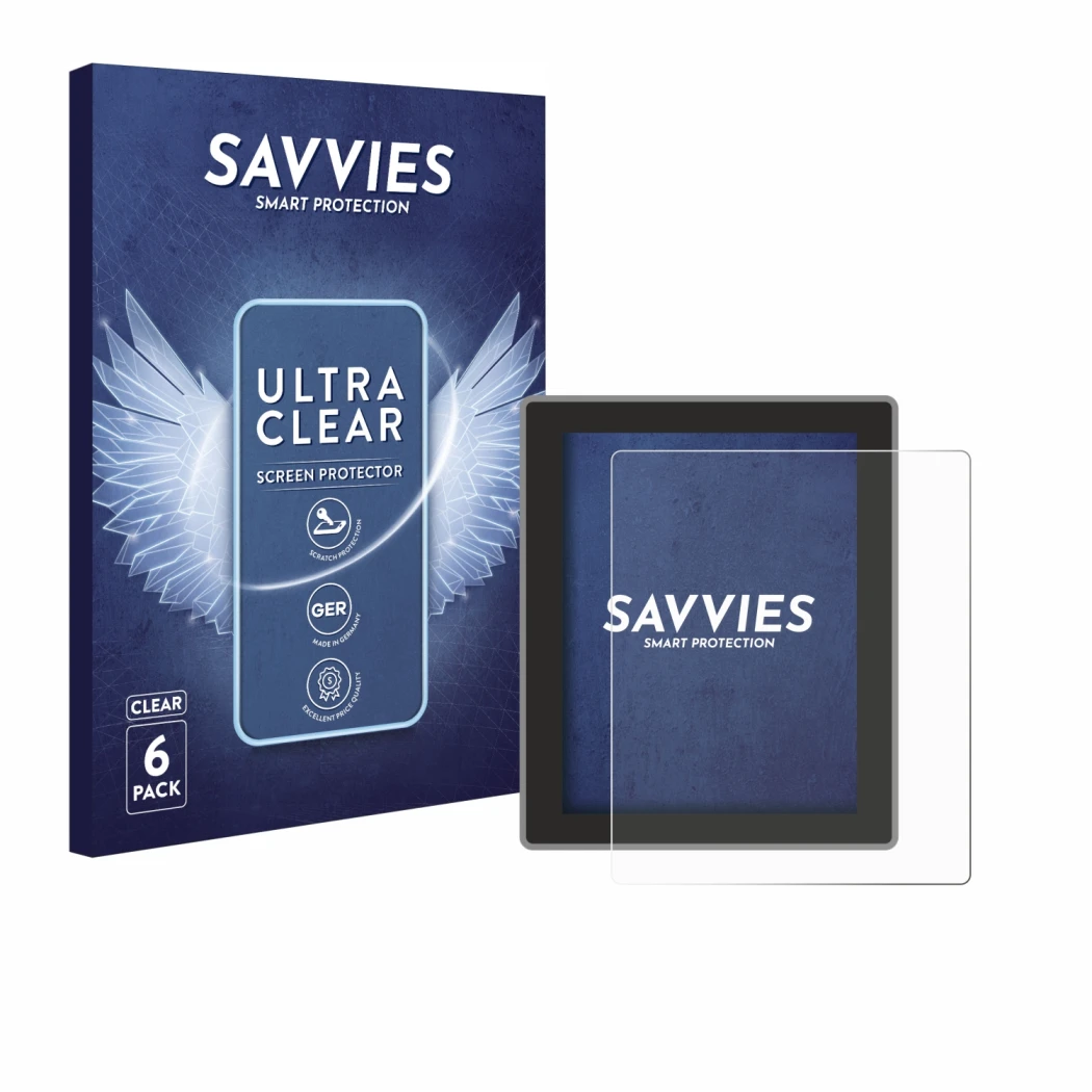 Parte frontal de un envase de producto con el logotipo de la marca Savvies. Al lado se muestra el dispositivo Peterson Strobos