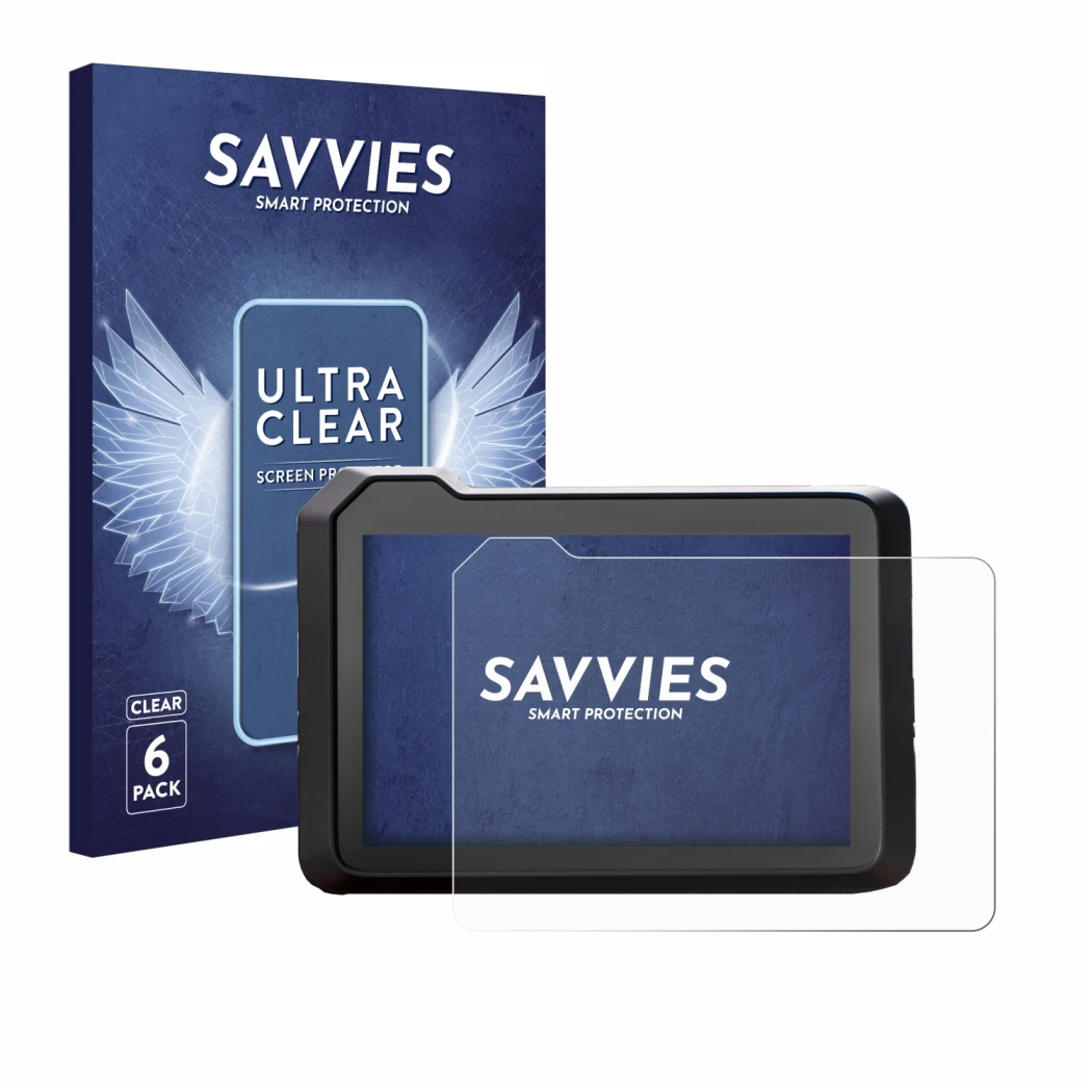 Parte frontal de un envase de producto con el logotipo de la marca Savvies. Al lado se muestra el dispositivo KTM 990 Duke 202