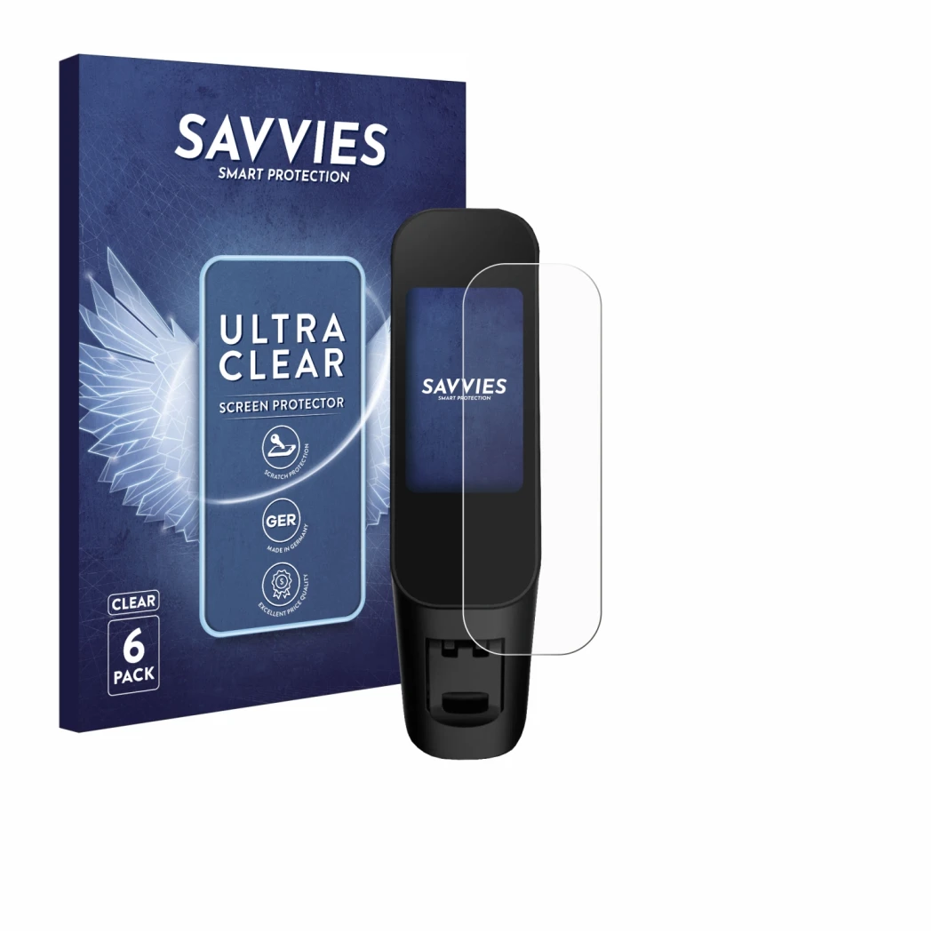 Parte frontal de un envase de producto con el logotipo de la marca Savvies. Al lado se muestra el dispositivo Xiaomi Electric 