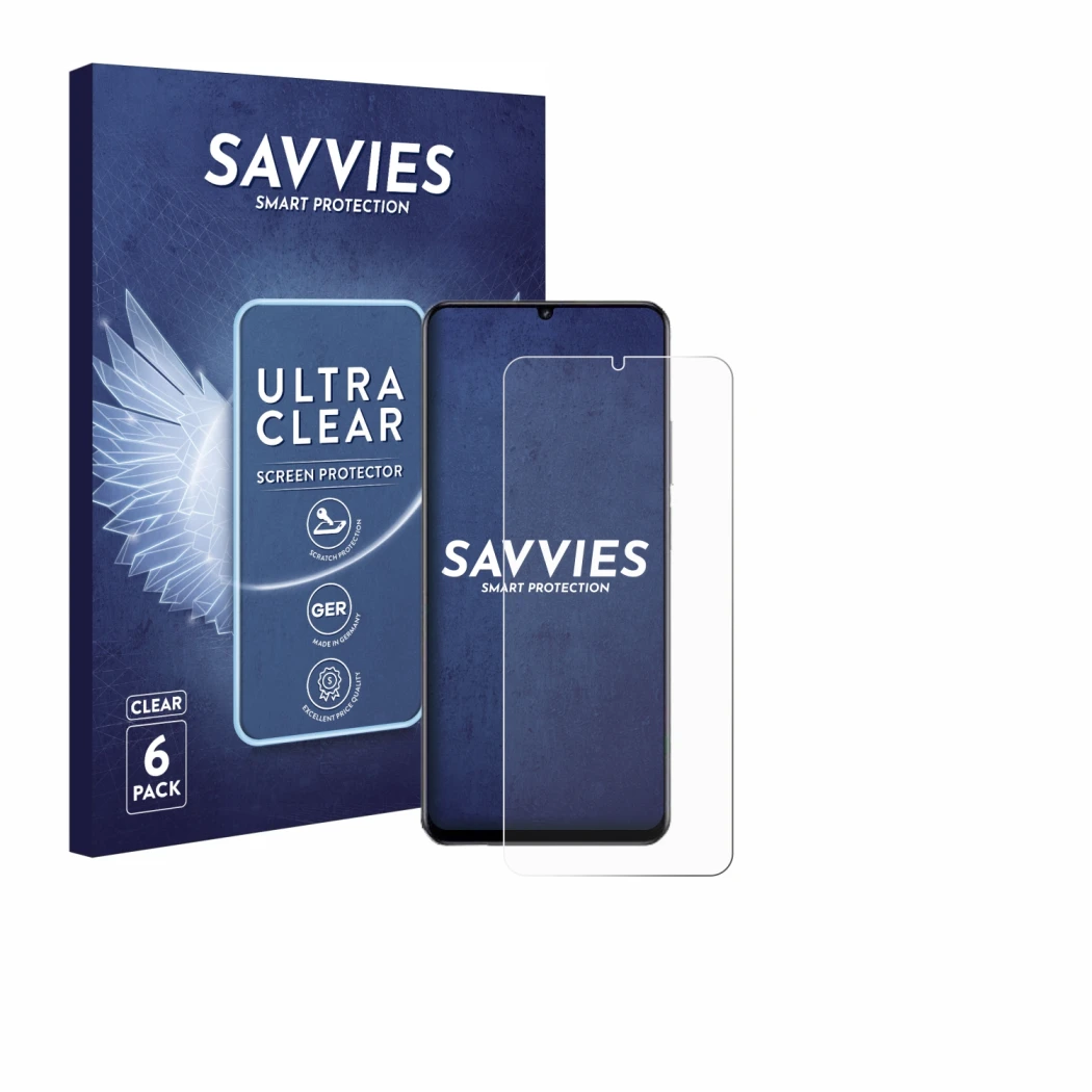 Parte frontal de un envase de producto con el logotipo de la marca Savvies. Al lado se muestra el dispositivo realme Note 70 c